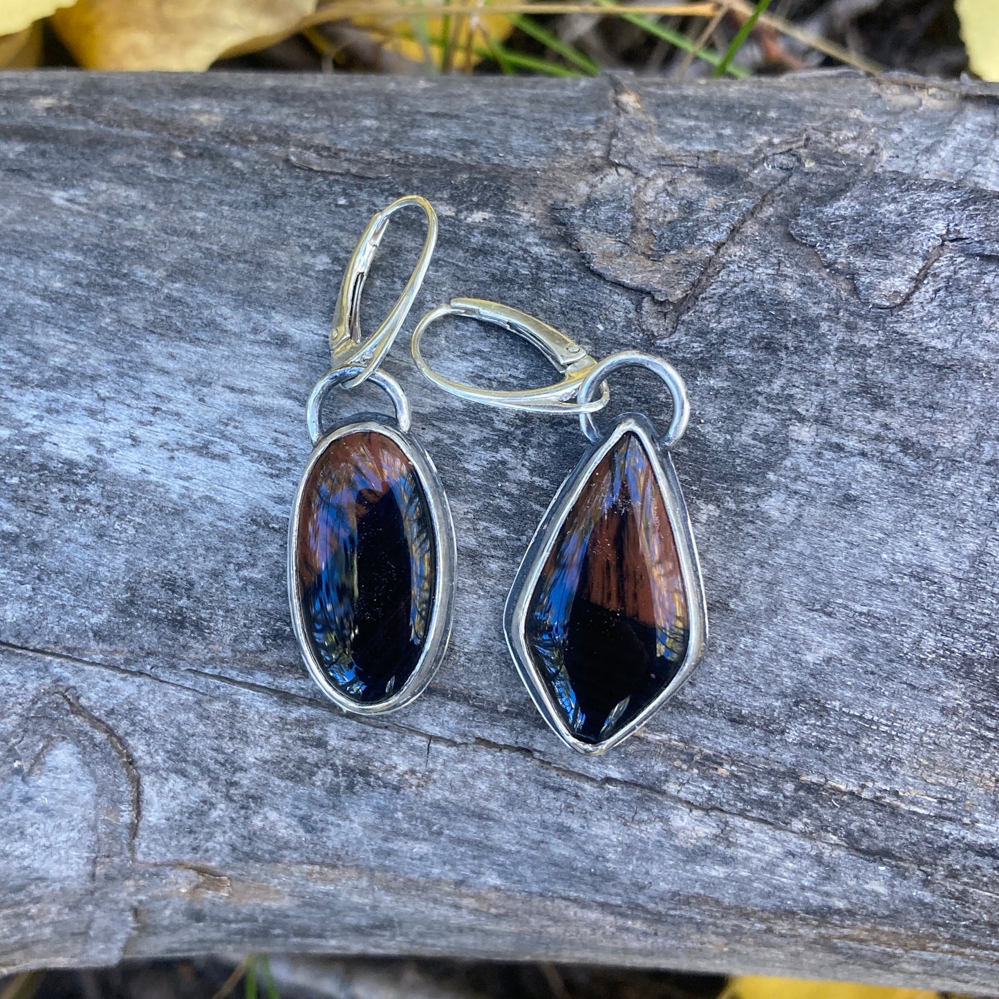 Mahogany Tri-Flow Obsidian Dangles