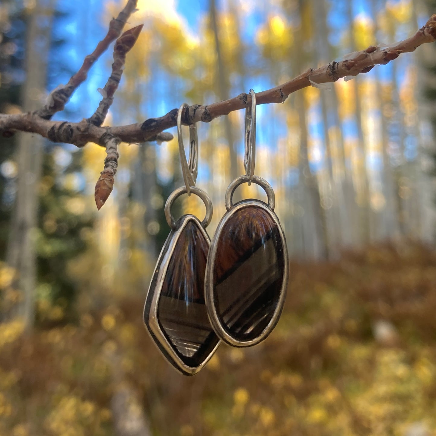 Mahogany Tri-Flow Obsidian Dangles