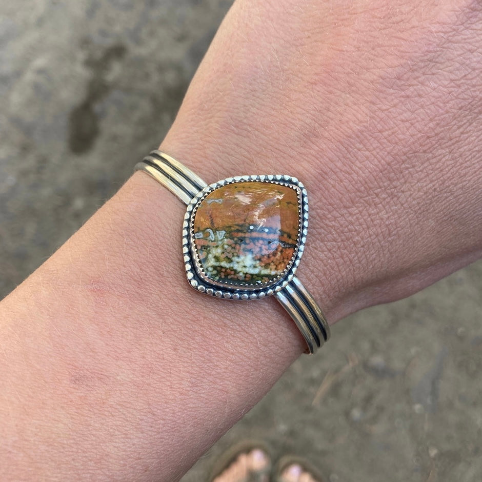 "Pumpkin" Ocean Jasper Cuff