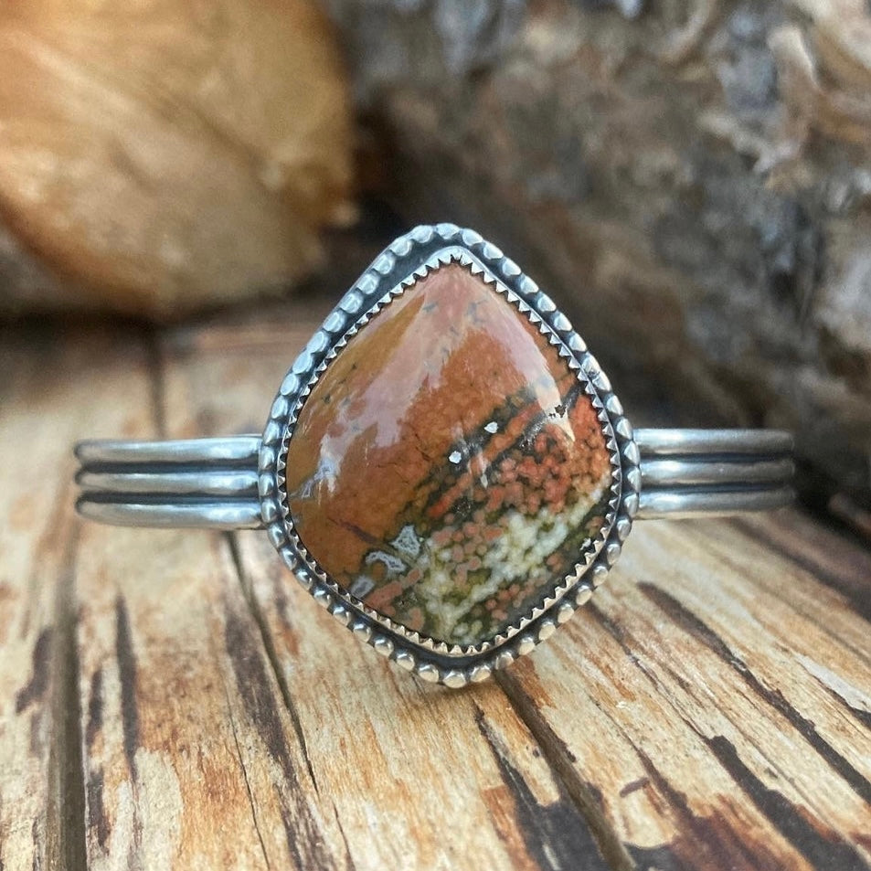 "Pumpkin" Ocean Jasper Cuff